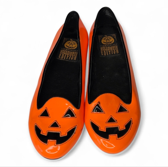 Strange Cvlt Halloween Patent Leather Pumpkin Jackolantern Ballet Flats Sandals - Picture 1 of 16